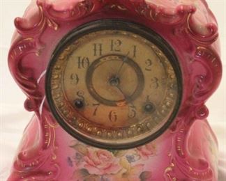 331 - Vintage Ansonia porcelain clock Marked "Tuscola" 10 x 9 x 5