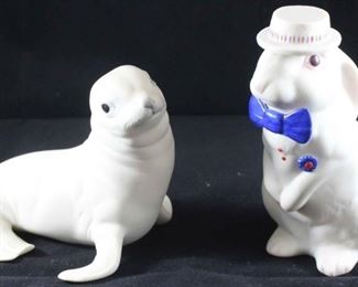 335 - 2 Cybis USA figurines - seal & rabbit