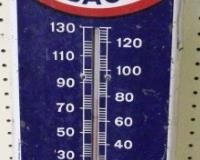 346 - Vintage Metal Mail Pouch Tobacco thermometer 39 x 8