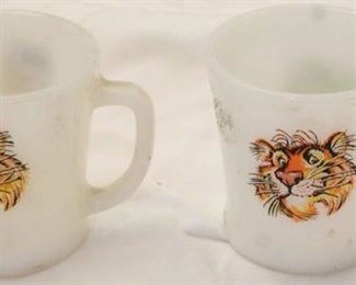350 - 2 Vintage Fire King Esso mugs with tiger 3"