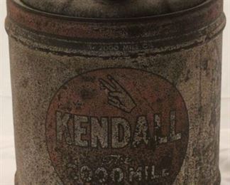 355 - Vintage Kendall metal oil can 13 x 11 1/2