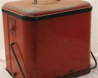 354 - Vintage red drinks cooler with bottle opener 17 x 14 x 11