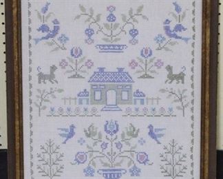 359 - Needlepoint sampler in frame 25 x 19
