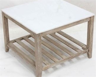 382 - Butler Specialty marble top side table, slat shelf 18 x 24 x 24