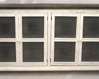 386x - 4 Door wood finish top console 41 x 72 x 16 blemish on top & loose side piece