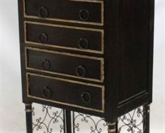 391 - Tall 7 drawer lingerie chest att. Maitland Smith Iron work at base 67 1/2 x 26 1/2 x 16 1/2