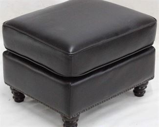 395 - New LEA Leather ottoman - nail head trim 18 x 25 1/2 x 22