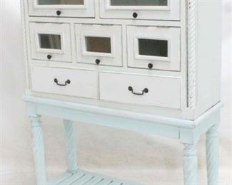 397 - Painted 2 part cabinet - two color tone 66 x 46 x 17 cracks on base