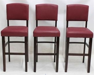 409 - Set of 3 new by Powell upholstered bar stools 45 x 17 1/2 x 16 1/2