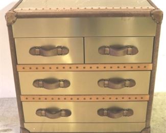 410 - Lazzaro leather trim brass 2 over 2 chest 33 1/2 x 34 x 18 1/2