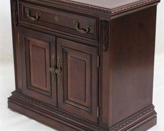 414 - Carved mahogany server by Wynwood 33 x 34 x 18