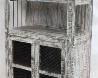 423 - Painted industrial design bookcase on wheels 72 x 18 x 39