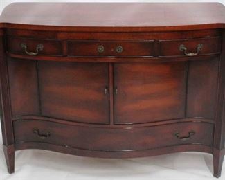 426 - Morganton serpentine front mahogany buffet 34 x 48 x 20 1/2 fluted carved corners