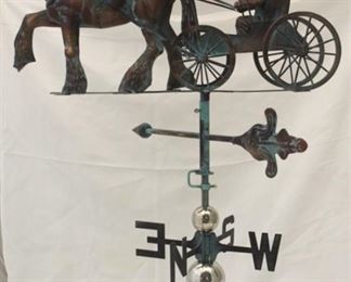 445a - Copper Horse & Carriage Weathervane 24 x 46