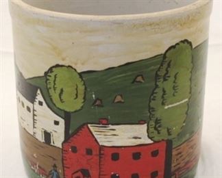 553 - Painted Stoneware Crock 7 1/2" x 7 1/2"