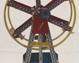 564 - "The Giant Ride" Tin Litho Ferris Wheel Toy 16 1/2" x 11" x 5 1/2"