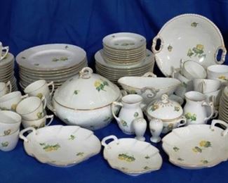 738 - Bing & Grondahl Erantis Winterling china set Tureen, platter, 3 leaf dishes, gravy boat, 10 9 1/2" dinner plates, 12 8 1/2" lunch plates, 8 6" bread & butter plates, 10 coffee cup & saucers, 16 demitasse cup & saucers, 5 serving items