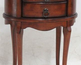 826 - New Butler Specialty oval inlaid 2 drawer stand 26 x 18 x 13