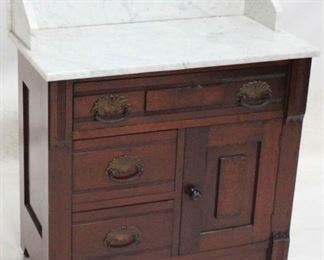 837 - Victorian walnut marble top & back washstand 36 x 29 x 15