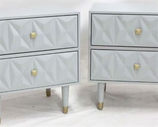 847 - Pair gray 2 drawer bedside stands by Powell New 27 x 25 x 18 1/2