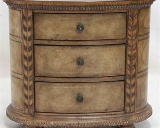 852 - Oval shape 3 drawer decorative chest 26 x 28 x 16