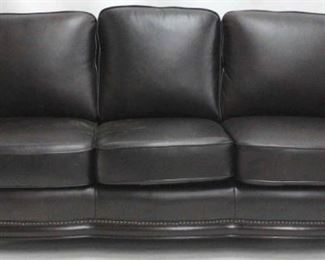 859 - New LEA genuine leather sofa, nail head trim 37 x 79 x 35