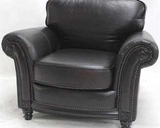 860 - New LEA genuine leather arm chair, nail head trim 36 x 42 x 35