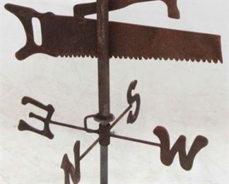 x1107 - Rusty metal weathervane with tools 28 x 18 1/2