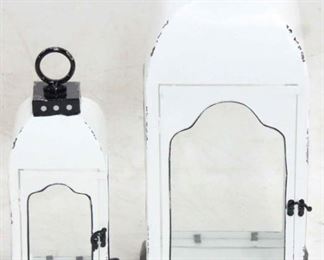 1108 - Metal & glass decorative lanterns largest 24 1/2 x 7 1/2 x 7 1/2