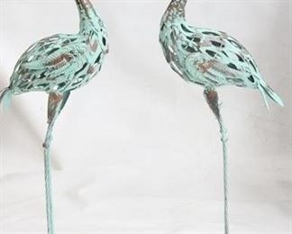 1109 - Pair metal heron garden statues 36 1/2 tall