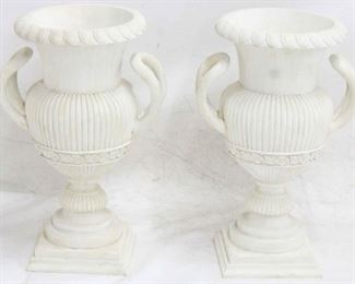 1116 - Matched pair Jonathan Charles urns 24 x 12 1/2 heavy plaster resin
