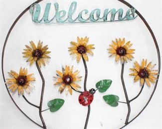 1121 - Metal Sunflower welcome sign 23 1/2
