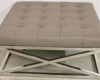1397 - Lazzaro Leather ottoman with chrome legs 18 x 40 x 40