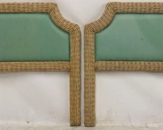 2565 - Pair twin wicker upholstered headboards 42 x 38 1/2