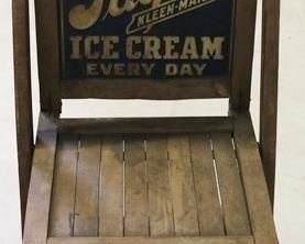 2769 - Vintage Page's Ice cream advertising chair 33 1/3 X 18 X 16 folding design