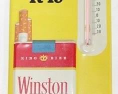 2998 - Vintage Winston Cigarette metal thermometer 13 x 6