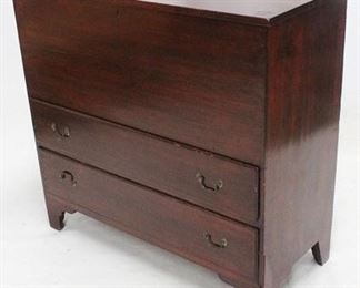 3007 - Primitive lift top mule chest with 2 drawers nicely carved feet 40 1/2 x 43 x 19
