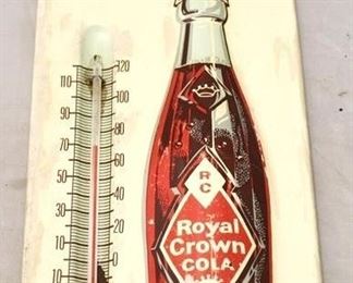 3319 - Embossed Royal Crown Cola metal thermometer 13 1/2 x 6