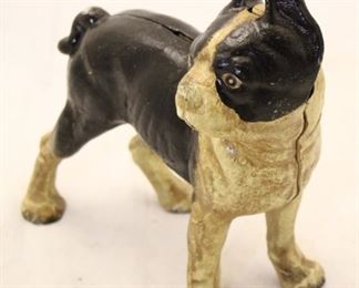5253 - Cast iron Boston Terrier bank 9 1/2 x 8 1/2 x 3