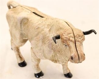 5268 - Cast iron white ox bank 6 x 10 1/2 x3