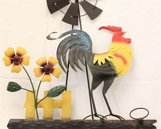 5290 - Metal rooster & windmill raincatcher with tube 25 x 16