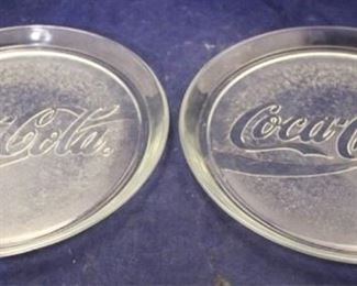5623 - Pair Coca-Cola glass platters 13"