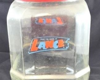 6067 - Vintage Lance Store Jar w/ Original Lid 11 1/2 x 8 x 7