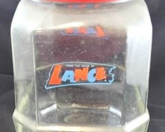 6069 - Vintage Lance Store Jar w/ Original Lid 11 1/2 x 8 x 7
