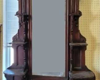 6099 - Vintage Victorian carved rosewood etagere Marble inset base carved rosettes 95 x 56 x 16