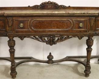 8360 - Vintage nicely carved marble top buffet 39 x 76 x 21