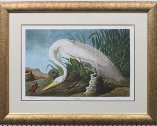 9025 - WHITE HERON BY JOHN J. AUDUBON 34 X 26