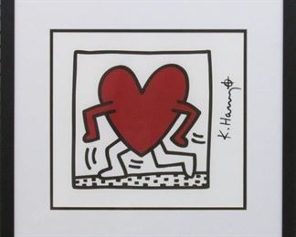 9029 - RUNNING HEART PRINT BY KEITH HARING 21 X 20