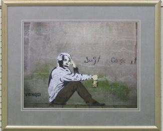 9030 - JUST GOOGLE IT BY GRAFFITI ARTIST BANKSY 26 X 21.5