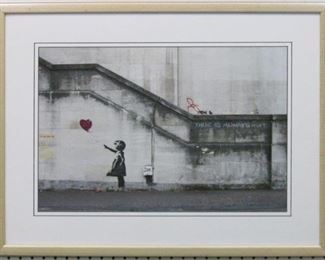 9031 - GIRL WITH BALLOON BY GRAFFITI ARTIST BANKSY 29 X 21.5